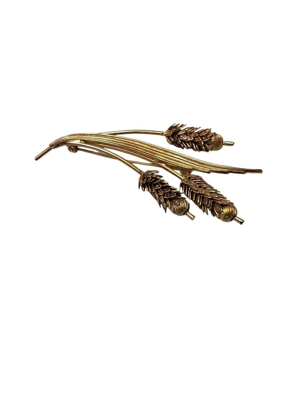 Gold Tone Wheat Brooch